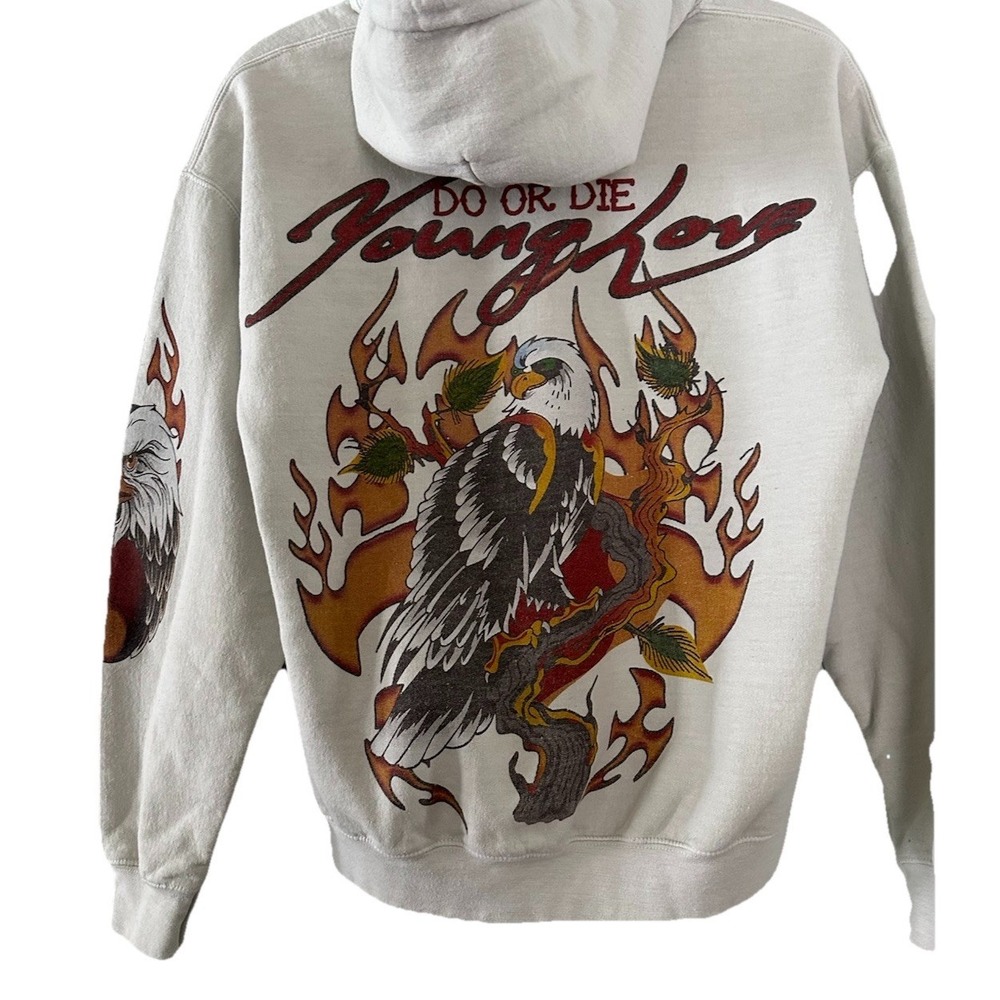 Urban Outfitters Young Love Do or Die Men's S Hoodie Eagle Flames Graphic Street